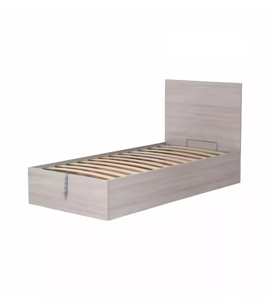 Letto singolo testata con contenitore  "Hi Box" olmo 90x190 cm