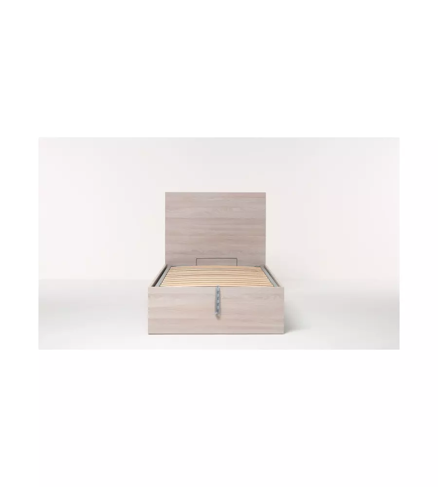 Letto singolo testata con contenitore  "Hi Box" olmo 90x190 cm