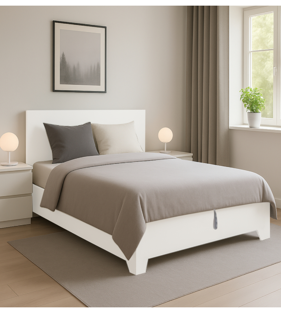 LETTO MATRIMONIALE CONTENITORE CON PIEDINI "HI BOX" BIANCO 160X190 CM