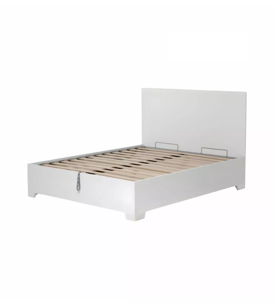 LETTO MATRIMONIALE CONTENITORE CON PIEDINI "HI BOX" BIANCO 160X190 CM