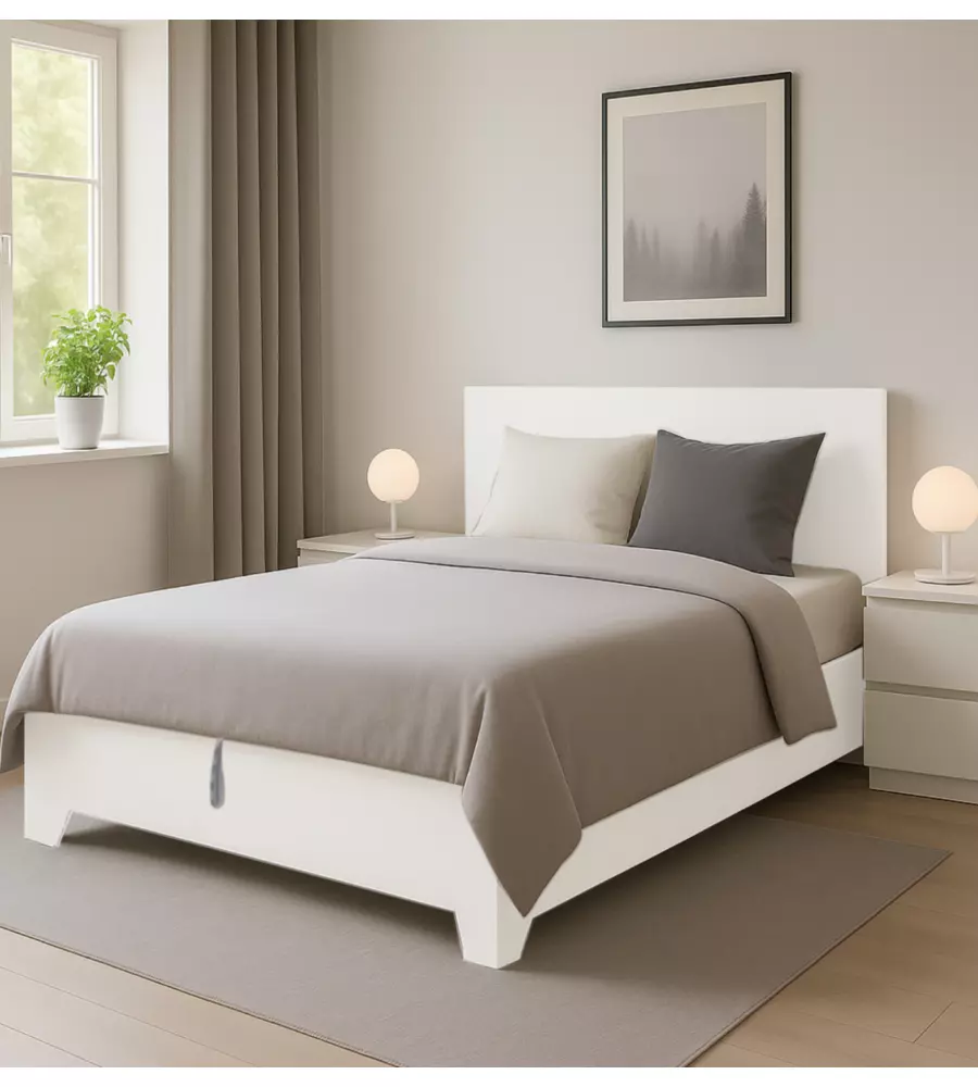 Letto matrimoniale con contenitore e piedini "Hi Box" bianco 160x190 cm