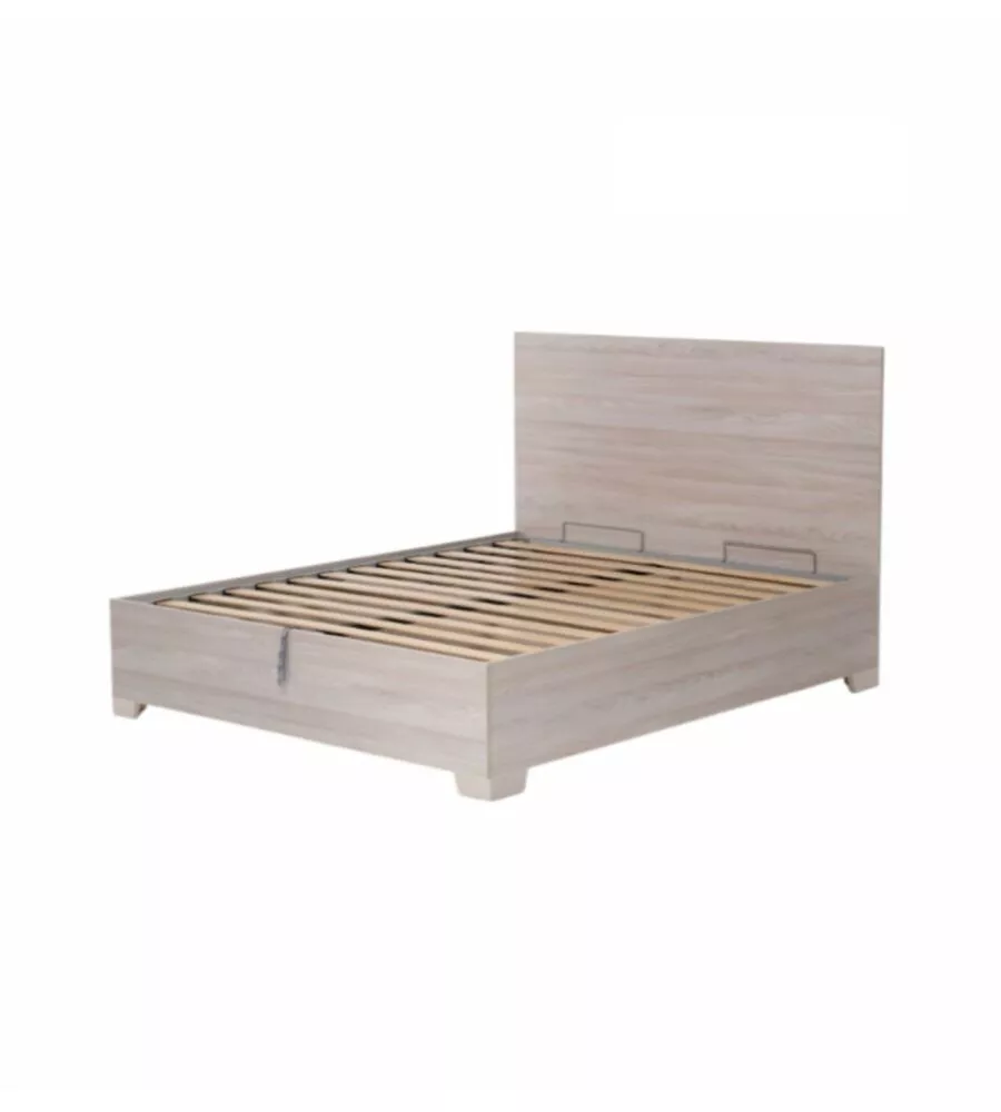 LETTO MATRIMONIALE CONTENITORE CON PIEDINI "HI BOX" OLMO NATURALE 160X190 CM