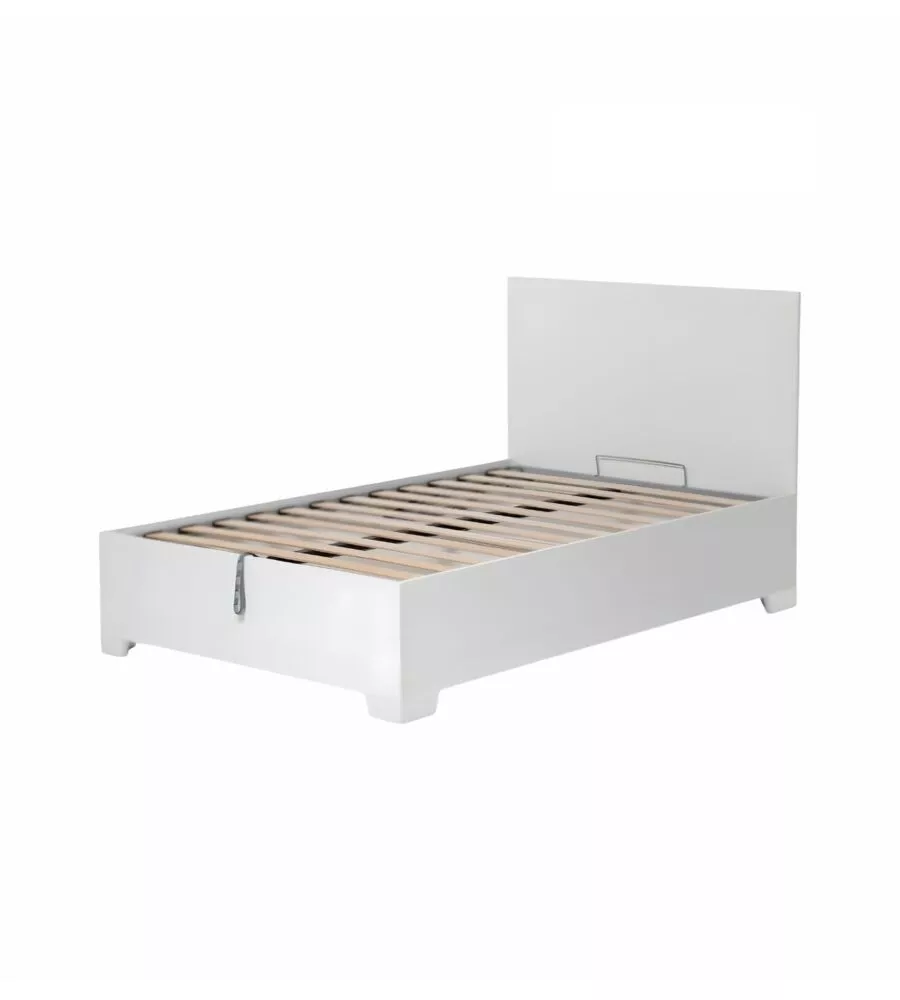 LETTO PIAZZA E MEZZA CONTENITORE CON PIEDINI "HI BOX" BIANCO 120X190 CM