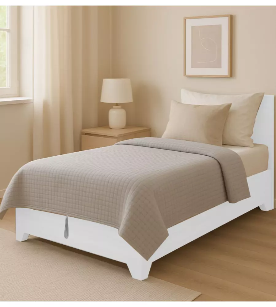 Letto una piazza e mezza con contenitore e piedini "Hi Box" bianco 120x190 cm