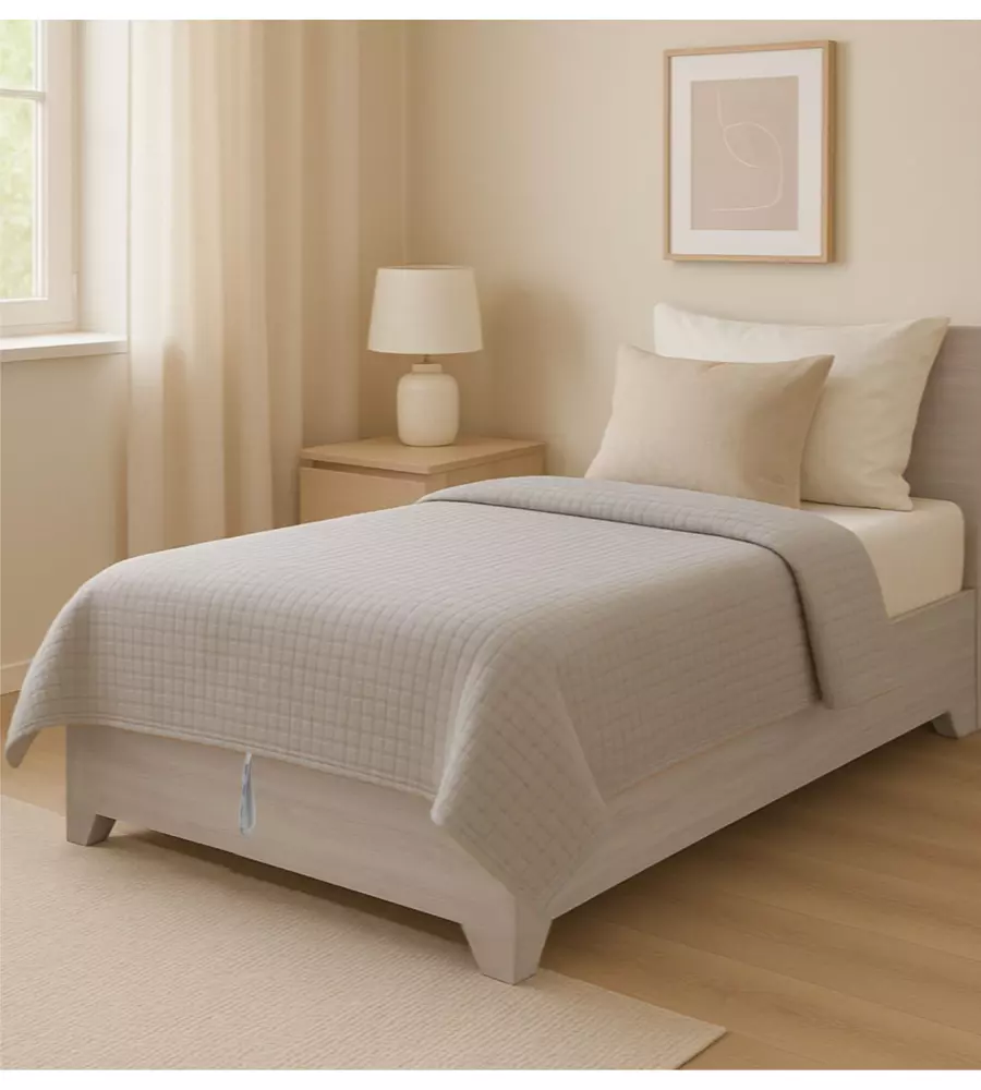 Letto una piazza e mezza con contenitore e piedini "Hi Box" olmo naturale 120x190 cm