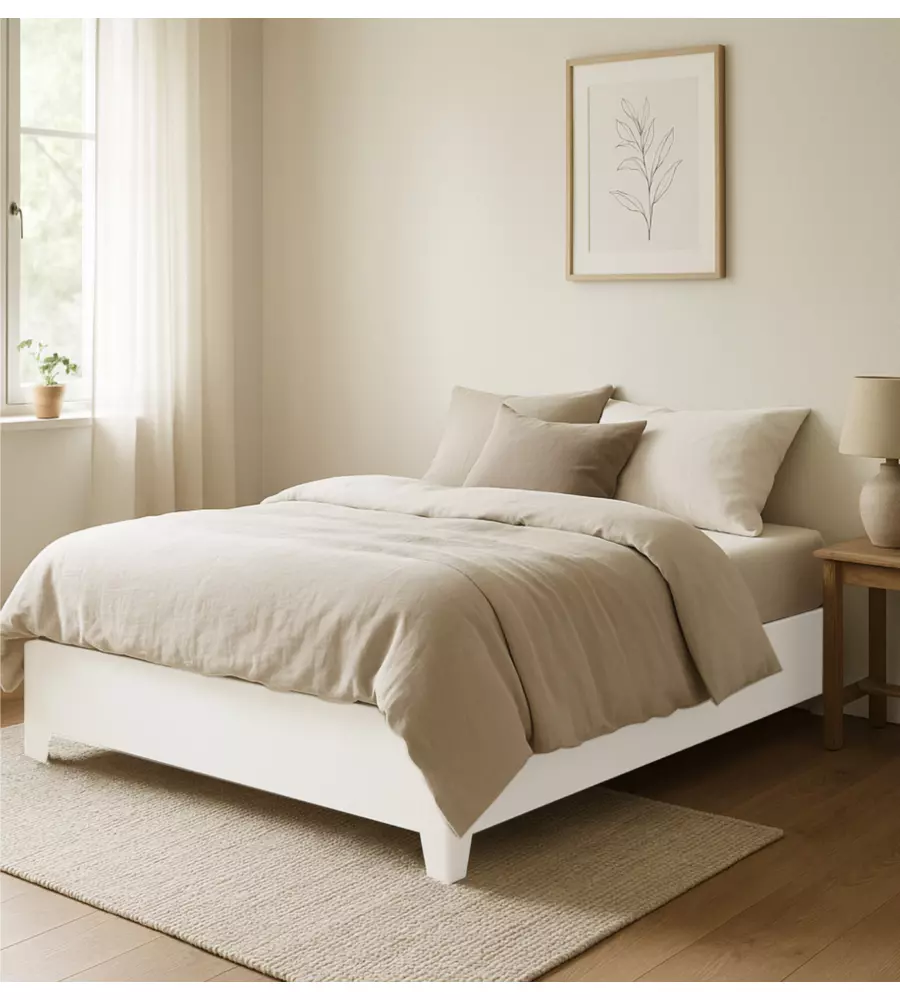 Letto matrimoniale con contenitore e piedini "Bed Box" bianco 160x190 cm