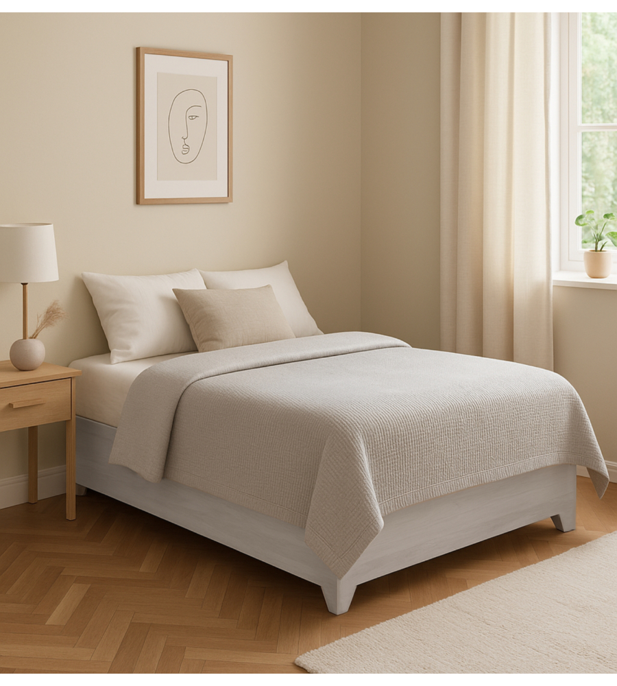 LETTO PIAZZA E MEZZA CONTENITORE CON PIEDINI "BED BOX" OLMO NATURALE 120X190 CM