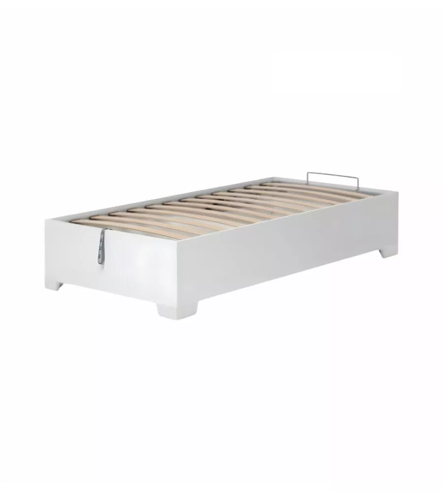 LETTO SINGOLO CONTENITORE CON PIEDINI "BED BOX" BIANCO 90X190 CM