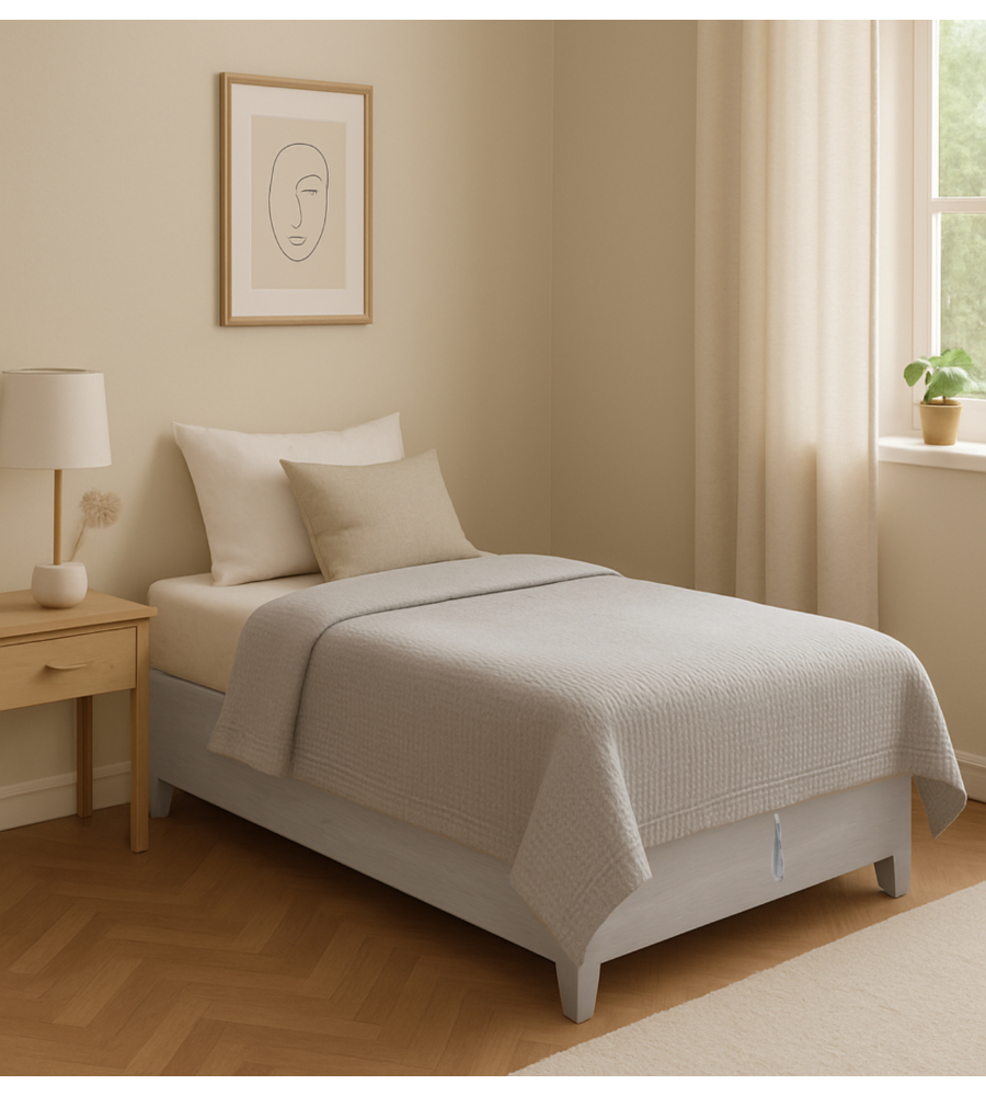 LETTO SINGOLO CONTENITORE CON PIEDINI "BED BOX" OLMO NATURALE 90X190 CM