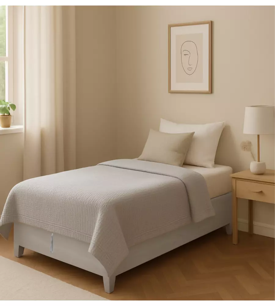 Letto singolo con rete contenitore e piedini "Bed Box" olmo naturale 90x190 cm