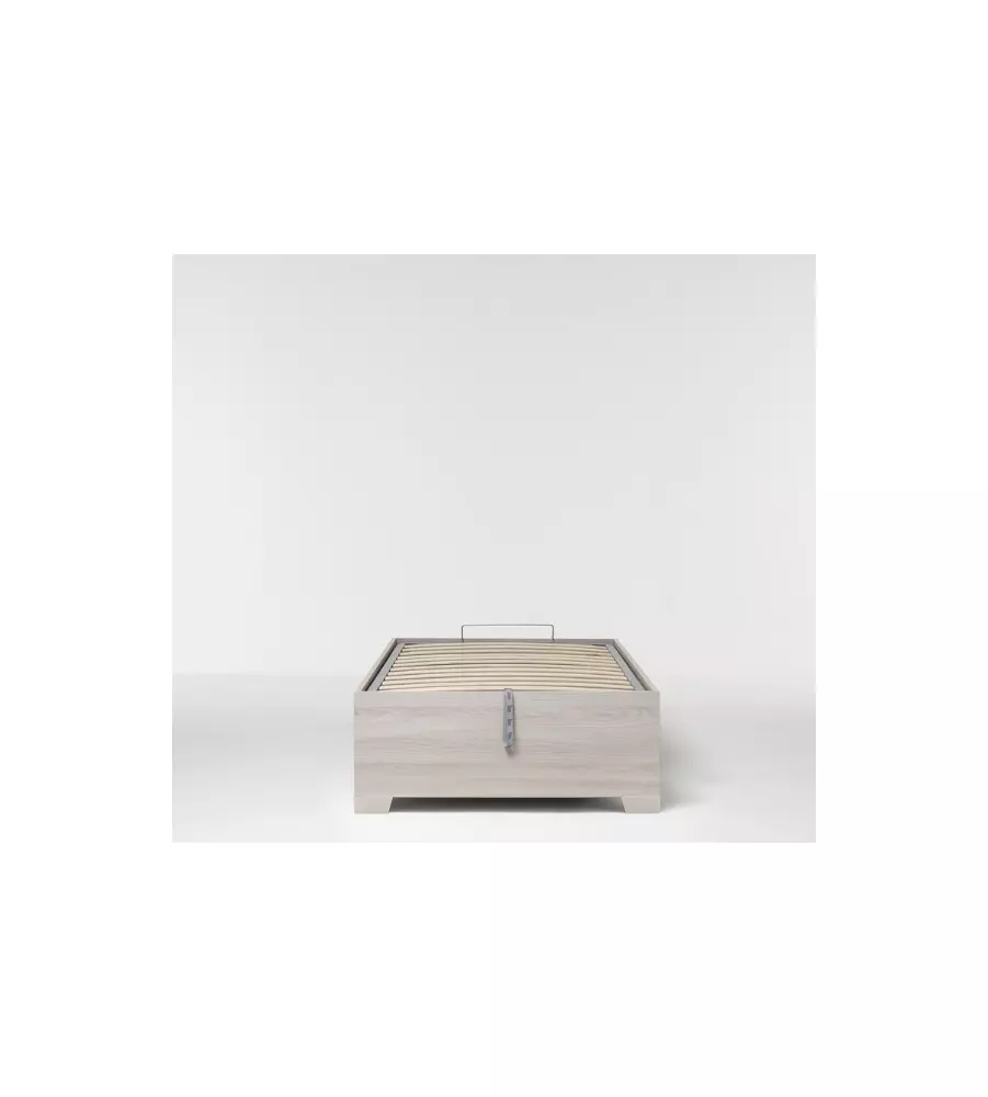 Letto singolo con rete contenitore e piedini "Bed Box" olmo naturale 90x190 cm