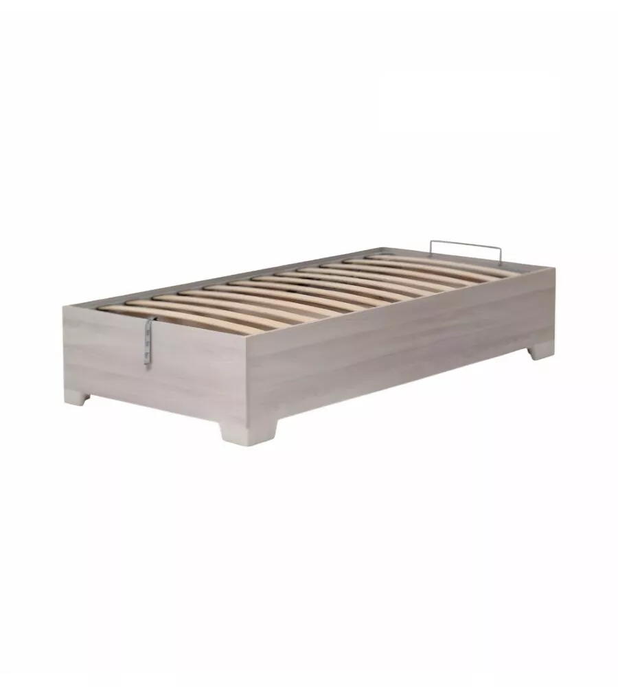 Letto singolo con rete contenitore e piedini "Bed Box" olmo naturale 90x190 cm