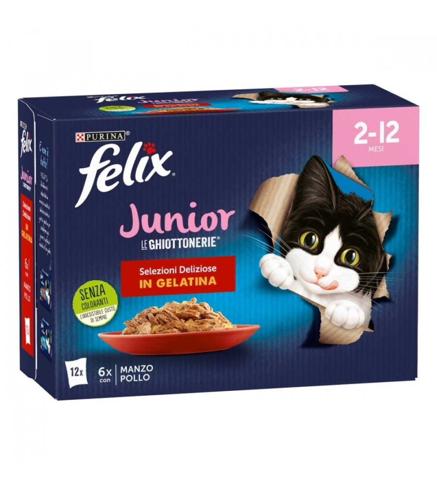FELIX LE GHIOTTONERIE JUNIOR MANZO E POLLO, 12X85 GR