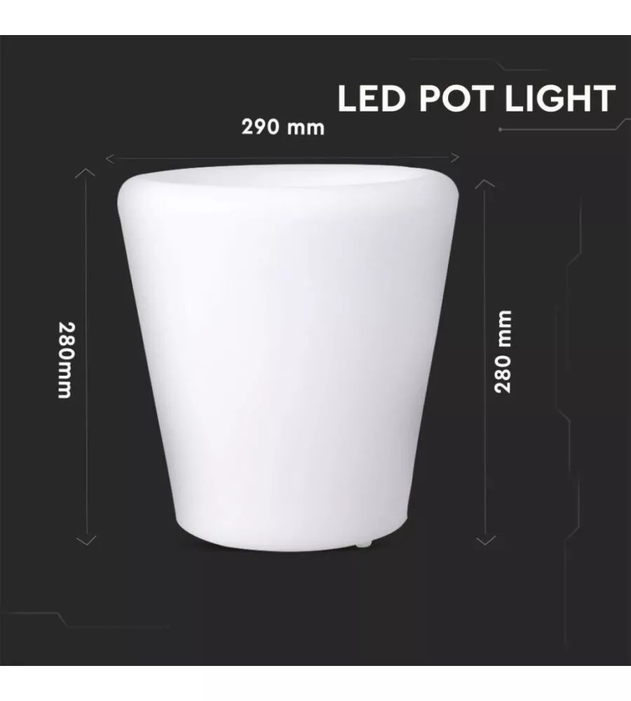 VASO DECORATIVO PER ESTERNO CON ILLUMINAZIONE LED RGB 28X29 CM