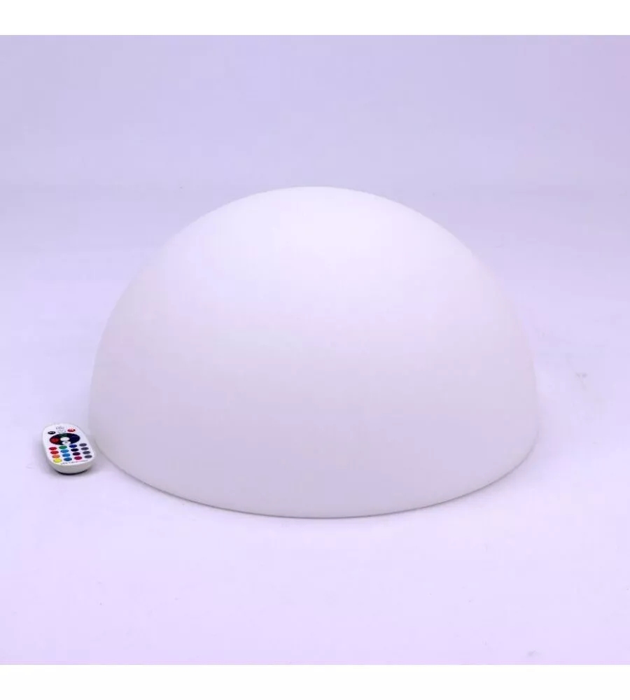SEMI SFERA DECORATIVA DA ESTERNO LUMINOSA LED RGB RICARICABILE E CON TELECOMANDO 50X50X26 CM