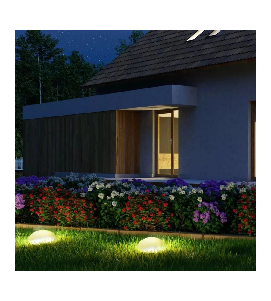 SEMI SFERA DECORATIVA DA ESTERNO LUMINOSA LED RGB RICARICABILE E CON TELECOMANDO 50X50X26 CM