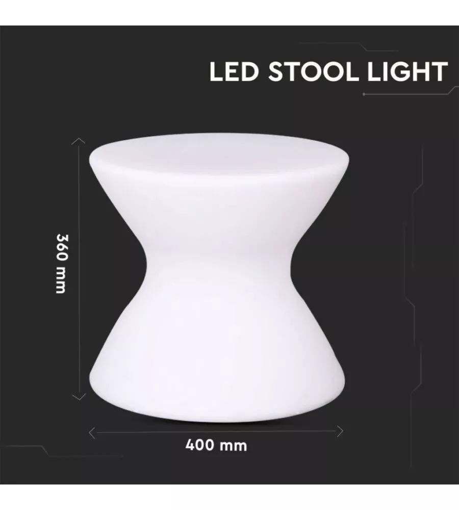 SGABELLO LUMINOSO LED RICARICABILE RGB 3W