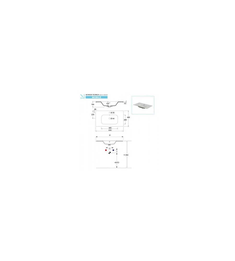 MOBILE BAGNO "MONDO" ROVERE, 82X47X85,5 CM