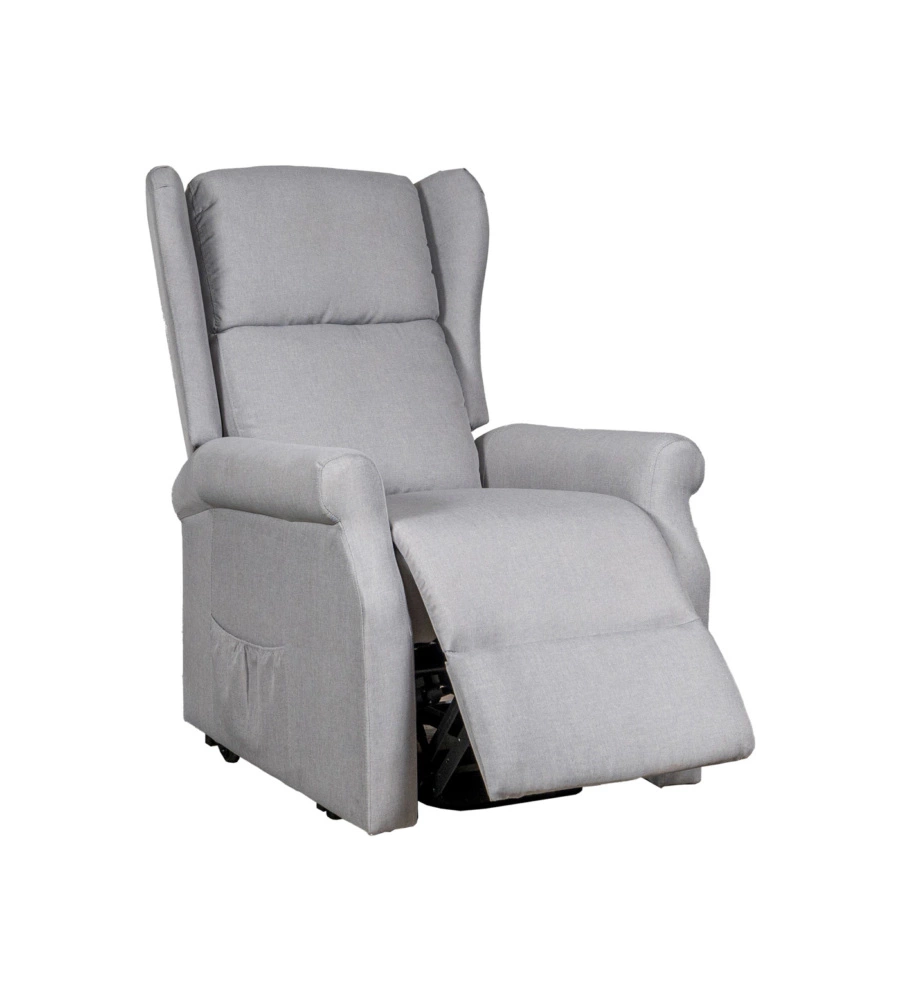 POLTRONA RELAX CON RECLINER ELETTRICO BELLAHOME "BERG" TESSUTO GRIGIO, 72,5X94X109 CM