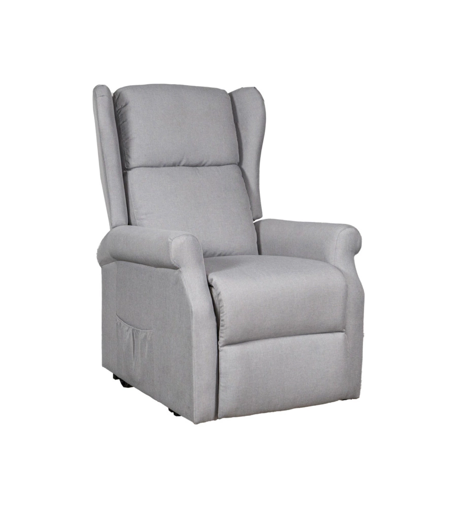 POLTRONA RELAX CON RECLINER ELETTRICO BELLAHOME "BERG" TESSUTO GRIGIO, 72,5X94X109 CM