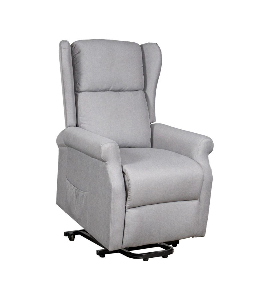 POLTRONA RELAX CON RECLINER ELETTRICO BELLAHOME "BERG" TESSUTO GRIGIO, 72,5X94X109 CM