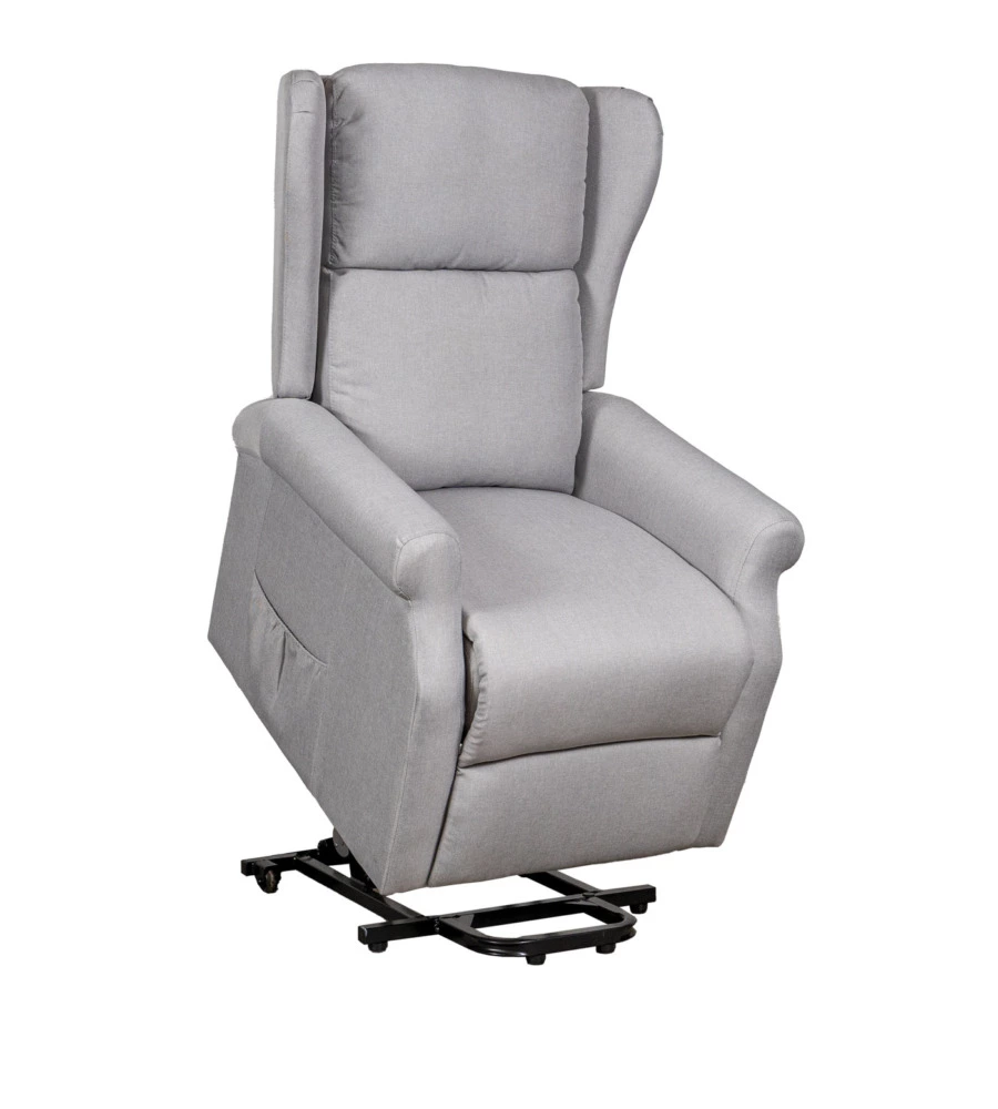 POLTRONA RELAX CON RECLINER ELETTRICO BELLAHOME "BERG" TESSUTO GRIGIO, 72,5X94X109 CM