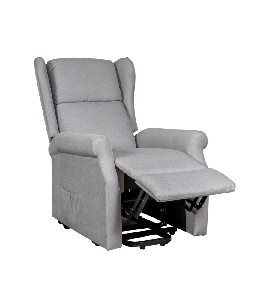 POLTRONA RELAX CON RECLINER ELETTRICO BELLAHOME "BERG" TESSUTO GRIGIO, 72,5X94X109 CM