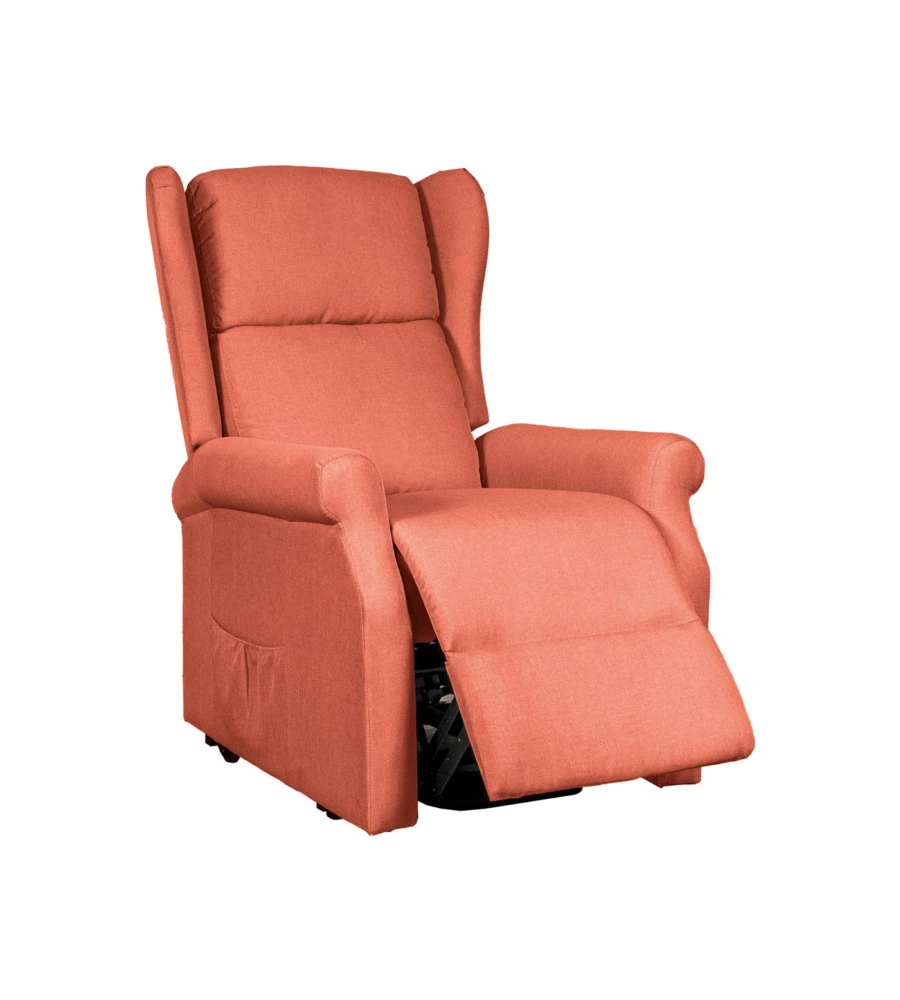POLTRONA CON RECLINER ELETTRICO BELLAHOME "BERG" TESSUTO MATTONE, 72,5X94X109 CM