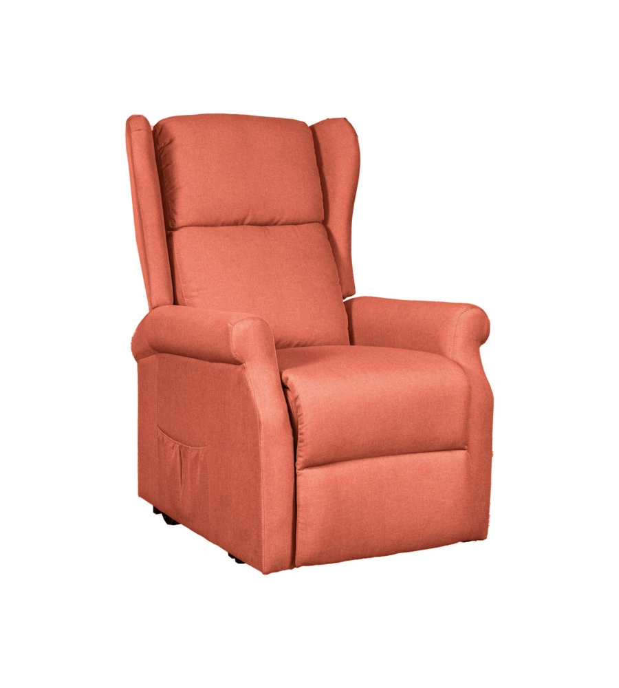POLTRONA CON RECLINER ELETTRICO BELLAHOME "BERG" TESSUTO MATTONE, 72,5X94X109 CM