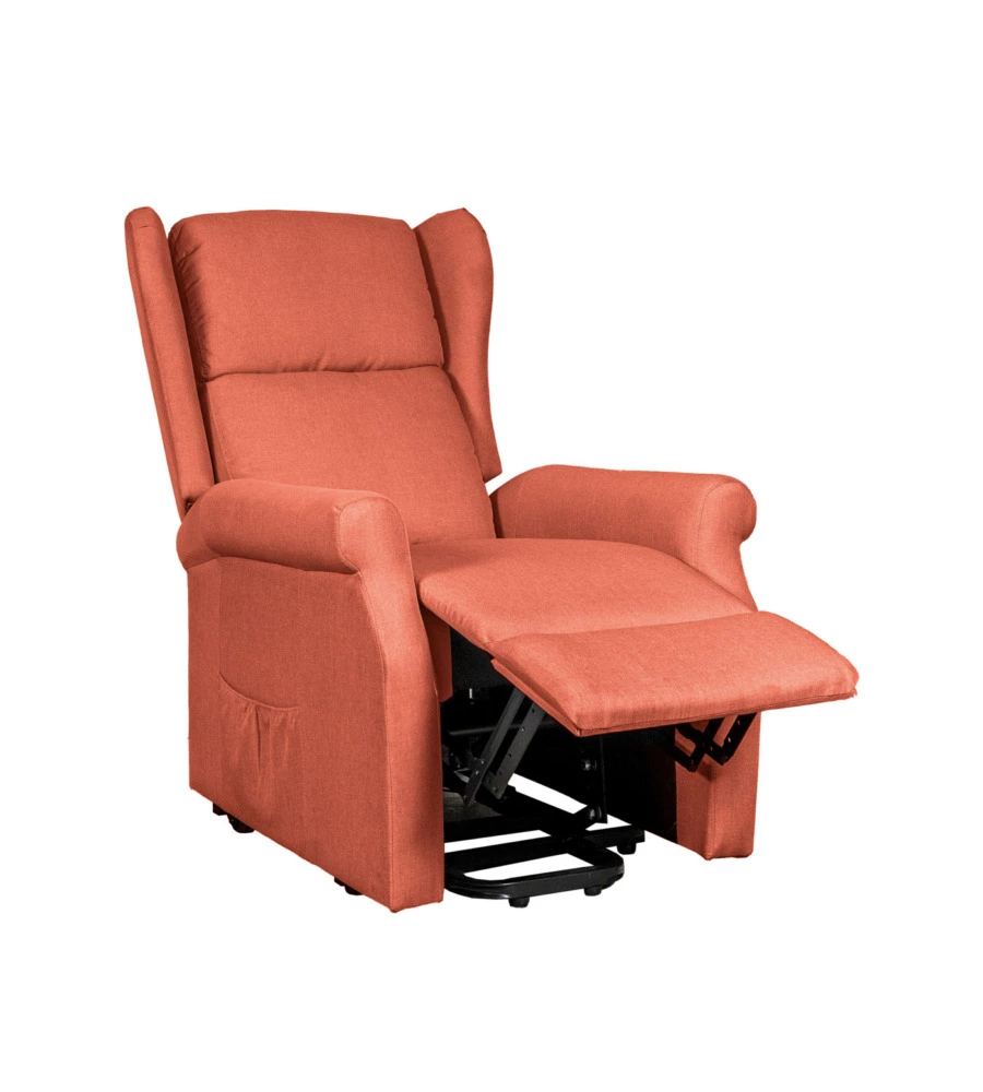 POLTRONA CON RECLINER ELETTRICO BELLAHOME "BERG" TESSUTO MATTONE, 72,5X94X109 CM