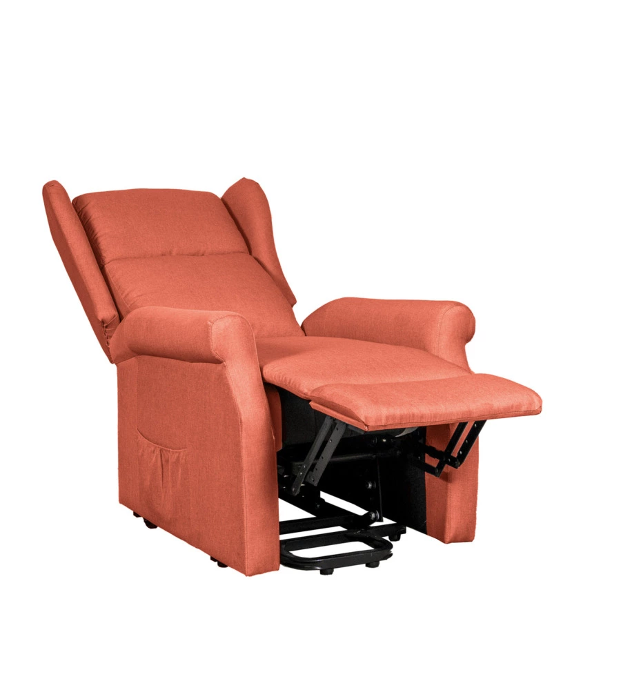 POLTRONA CON RECLINER ELETTRICO BELLAHOME "BERG" TESSUTO MATTONE, 72,5X94X109 CM