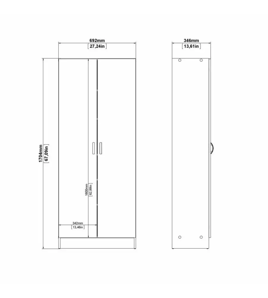 ARMADIO MULTIFUNZIONE BIANCO 69,2X34,6X170,4 CM
