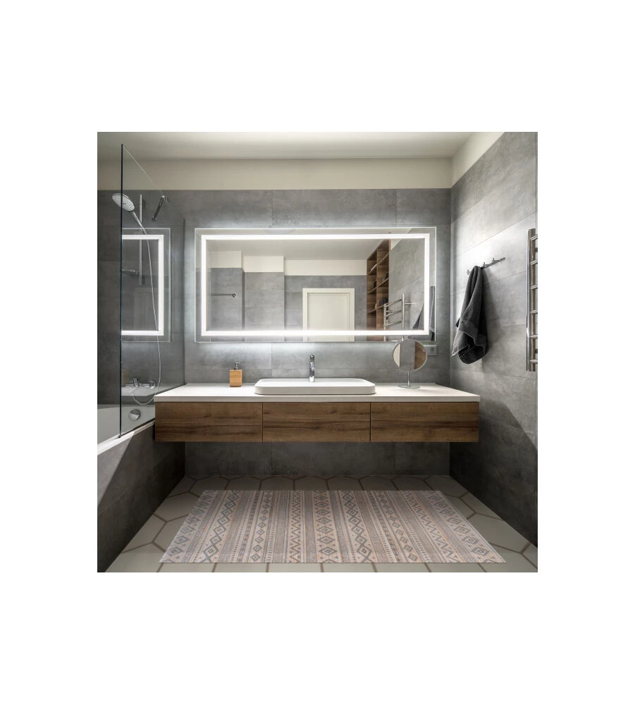 TAPPETO DA INTERNO IN BAMBOO "ETNIC BIANCO-GRIGIO", 140X200 CM