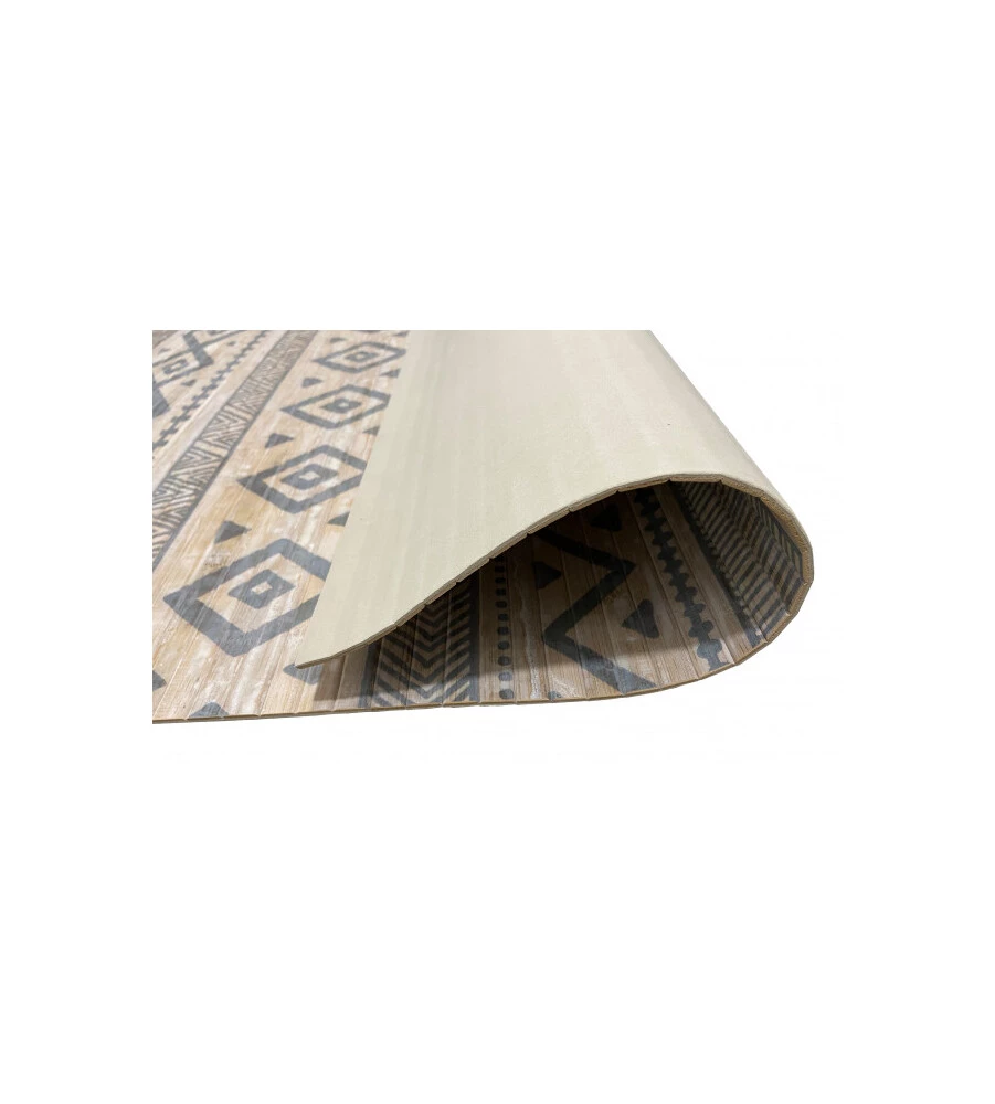 TAPPETO DA INTERNO IN BAMBOO "ETNIC BIANCO-GRIGIO", 80X150 CM