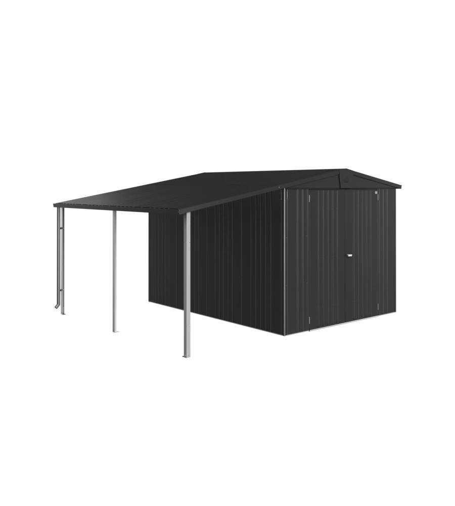 TETTOIA LATERALE PER CASETTA DA GIARDINO BIOHORT "EUROPA MIS. 6/7" COLORE GRIGIO SCURO METALLIZZATO, 42034