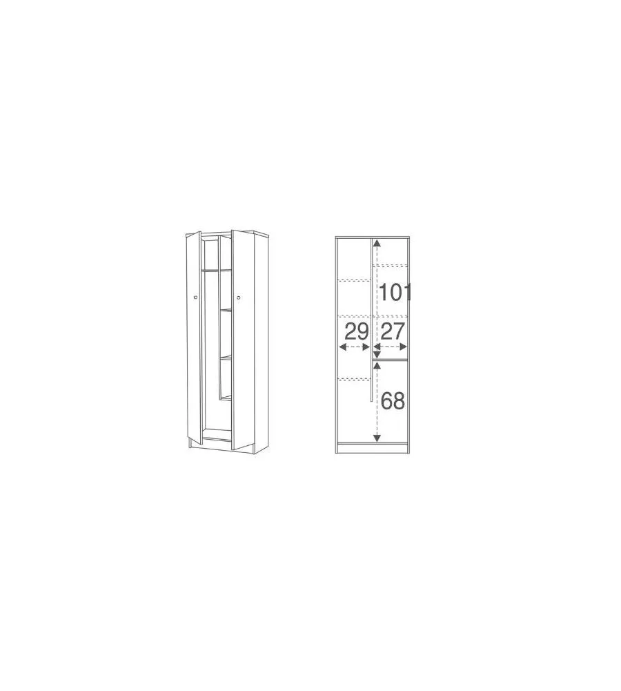 ARMADIO PORTASCOPE OLMO CHIARO, 62X34X183 CM