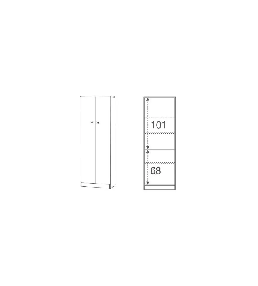 ARMADIO MULTIUSO CON DUE ANTE BATTENTI, 62X34X183 CM