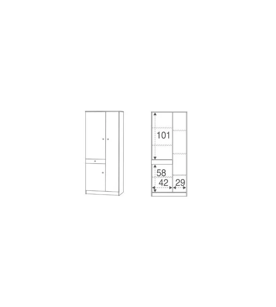 ARMADIO MULTIUSO OLMO CHIARO 3 ANTE, 77X34X183 CM