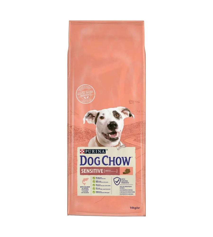 CROCCHETTE PER CANI PURINA "DOG CHOW" ADULTO DI TUTTE LE TAGLIE CON SALMONE 14 KG