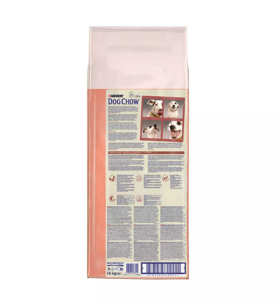 CROCCHETTE PER CANI PURINA "DOG CHOW" ADULTO DI TUTTE LE TAGLIE CON SALMONE 14 KG