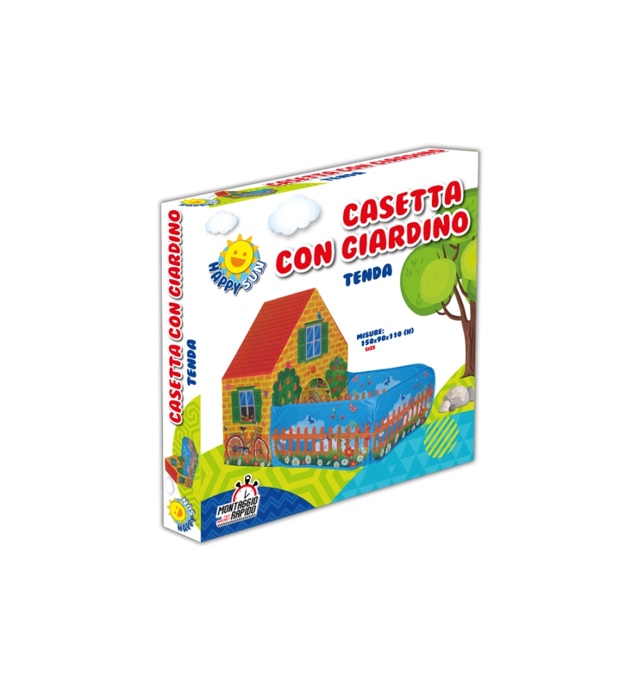 TENDA DA ESTERNO PER BAMBINI MODELLO CASETTA CON GIARDINO, 150X90X110 CM