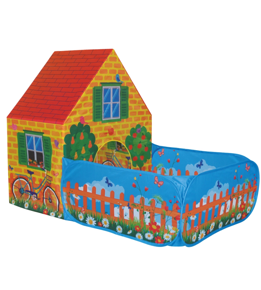 TENDA DA ESTERNO PER BAMBINI MODELLO CASETTA CON GIARDINO, 150X90X110 CM