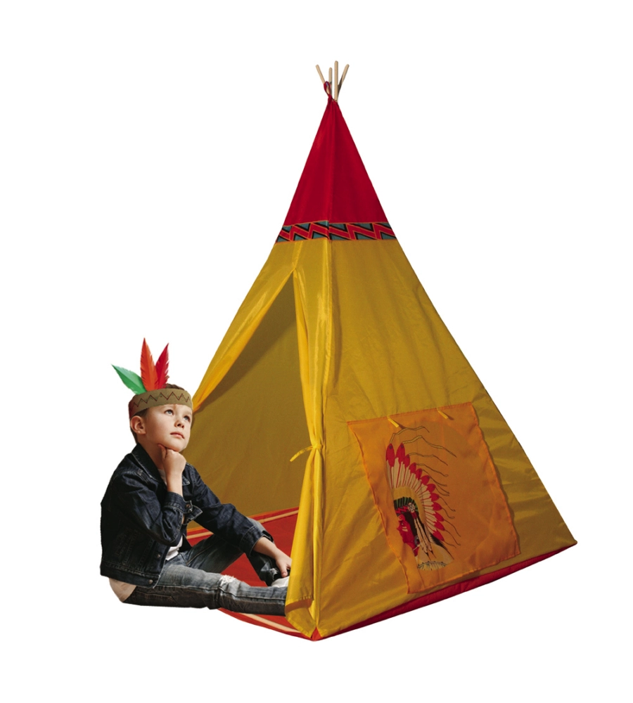 TENDA PER BAMBINI MODELLO "INDIANI" CON PALI IN PLASTICA, 100X100X135 CM