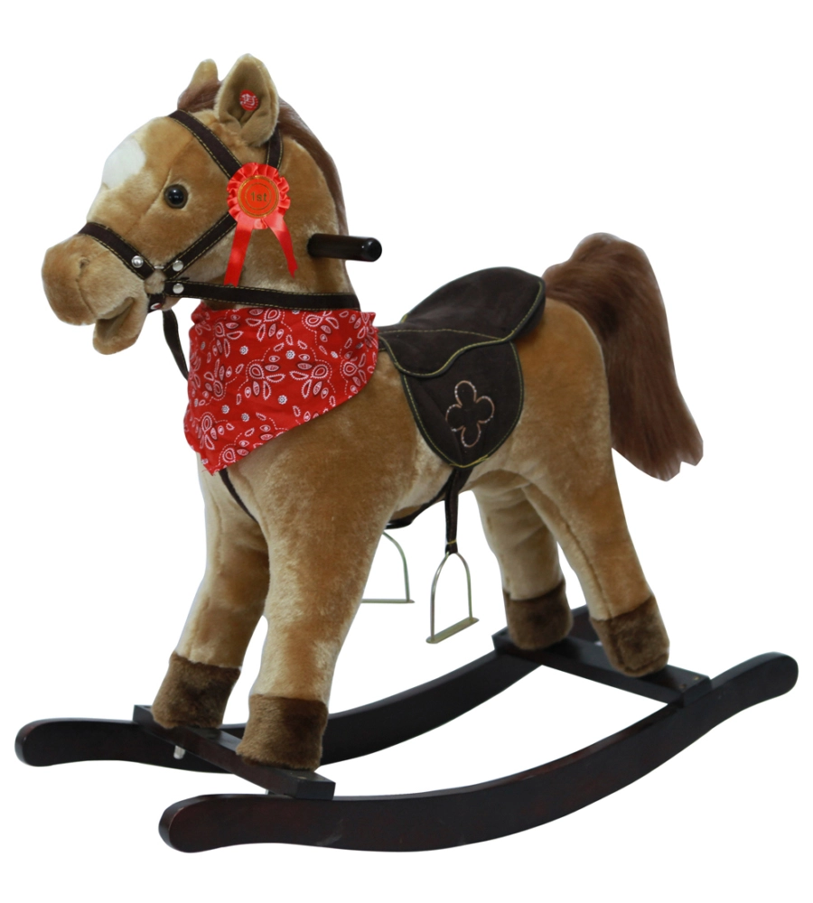 CAVALLO A DONDOLO PER BAMBINI CON SUONI, MARRONE CHIARO