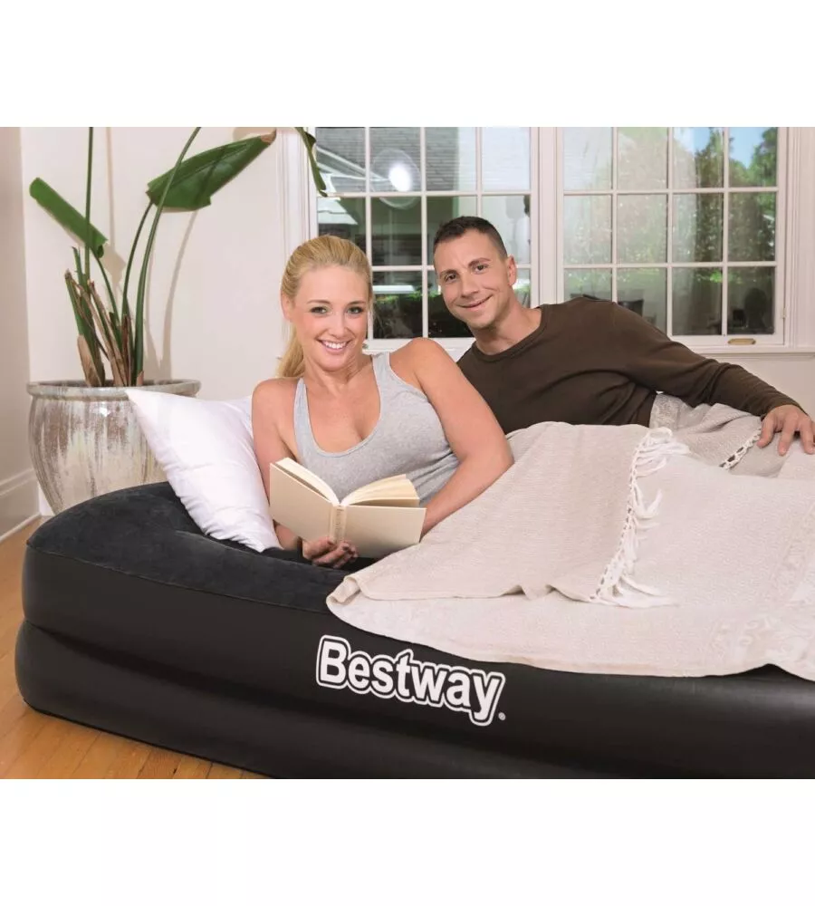 MATERASSO MATRIMONIALE GONFIABILE BESTWAY TRITECH FLOCCATO, 203X152X46 CM