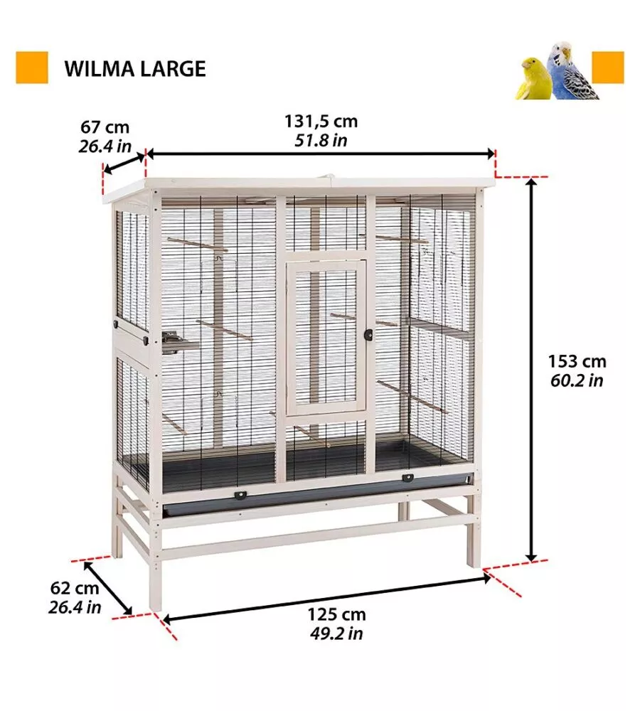 VOLIERA PER UCCELLI "WILMA" IN LEGNO, 131.5X67XH153 CM - FERPLAST