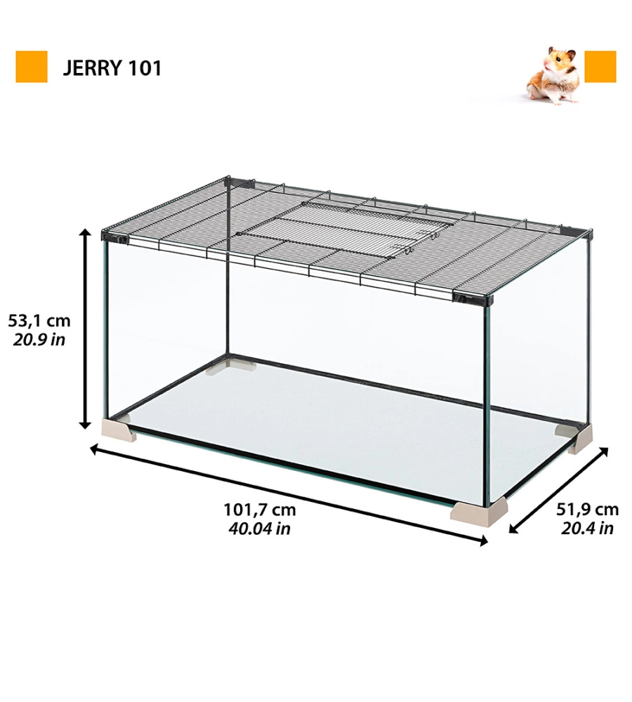 GABBIA PER TOPI E RATTI IN VETRO " JERRY 80", 101,7X51,9X53,1 CM - FERPLAST