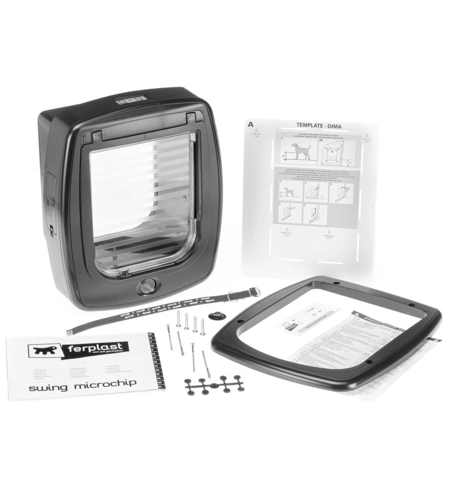 PORTINA PER GATTI GRANDI E CANI DI TAGLIA PICCOLA FERPLAST "SWING MICROCHIP LARGE" CON CHIUSURA 4 VIE E PROTEZIONE ARIA IN PLASTICA BIANCO 26,5X16,2X31,5 CM
