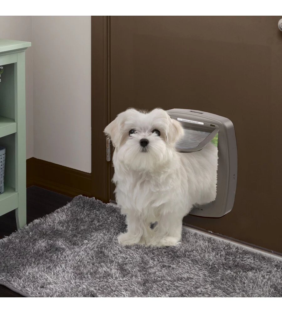 PORTINA PER GATTI GRANDI E CANI DI TAGLIA PICCOLA FERPLAST "SWING MICROCHIP LARGE" CON CHIUSURA 4 VIE E PROTEZIONE ARIA IN PLASTICA MARRONE 26,5X16,2X31,5 CM