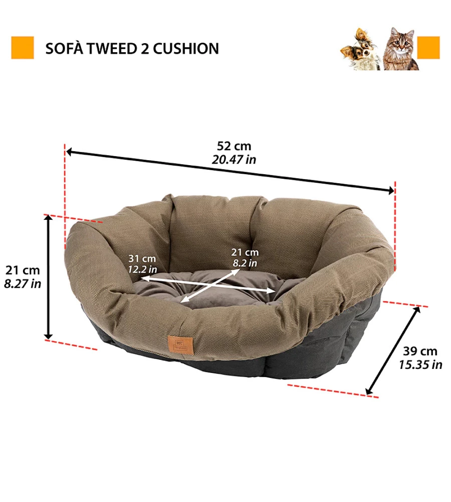 RICAMBIO CUSCINO PER CUCCIA "SIESTA DELUXE", 52X39X21 CM - FERPLAST